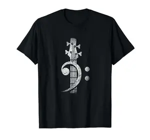 Bass Cleff Headstock Bass Guitar  T-Shirt S-3XL
