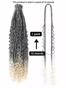 New Style Boho Box Braids - 10 Strands 24-inch Double-Ended Curly Tails Three-Strand Braided Hair Extensions Synthetic Braided Wig Box Braided Wigs