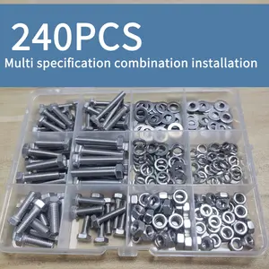 240 Piece Stainless Steel Hex Bolt and Nut Kit, Durable and Corrosion Resistant, M4 and M5 Sizes, Full Thread and Washers, Mechanical Use