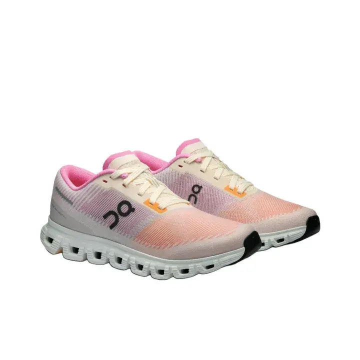 Unisex Pink Gradient Light Grey Breathable Knit Mesh Trainers, Flexible Cushion Comfort Outdoor Walking Sports Shoes