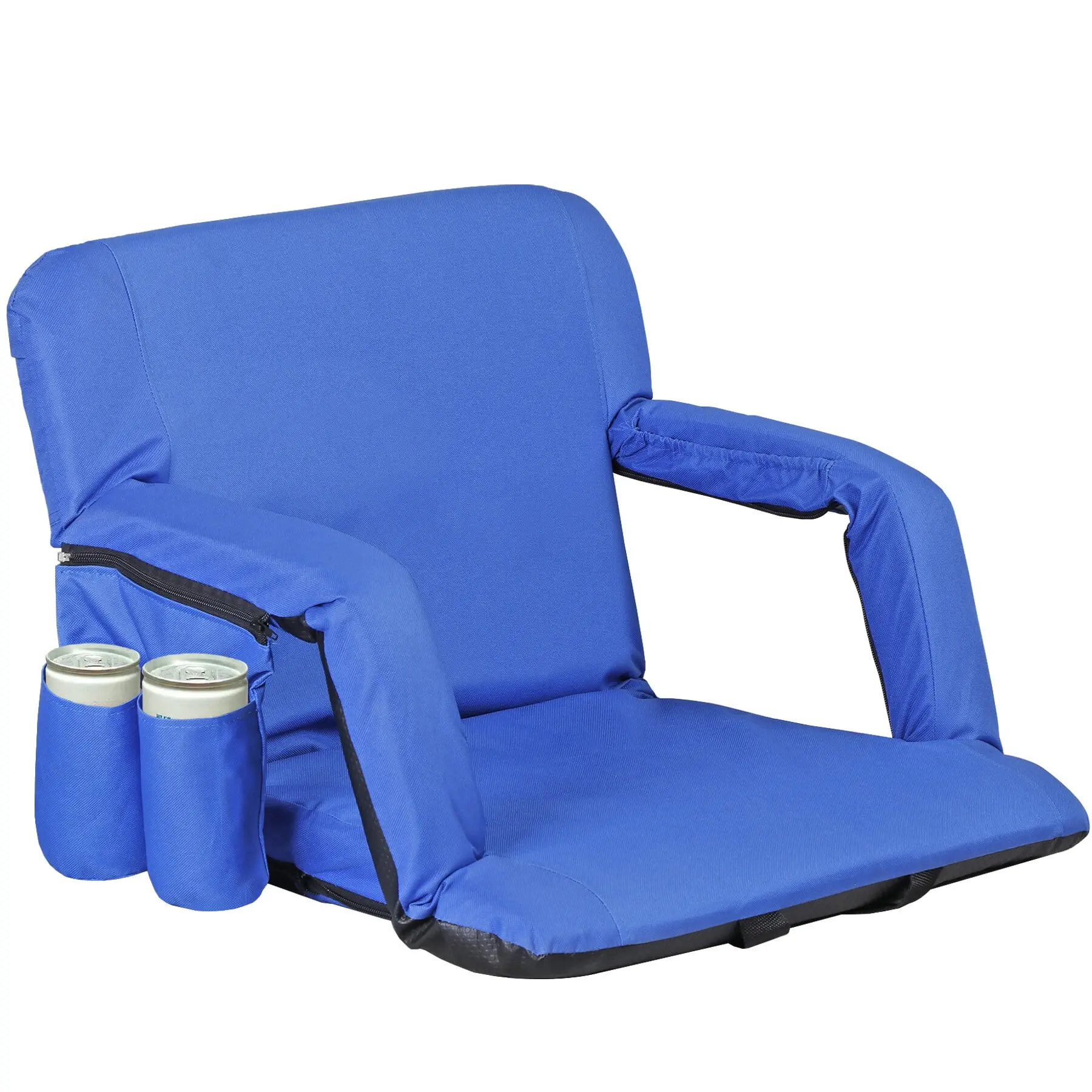 Segawe Adjustable Reclining Folding Stadium Bleacher Seat with Armrests - 6 Recline Positions, Durable, Ultra Portable, Blue for Outdoor Events (1), Reclining Folding Chairs, Easy To Carry, Ultra Portable Chairs, Foam, Stadium Seats, Adjustable Straps, Su