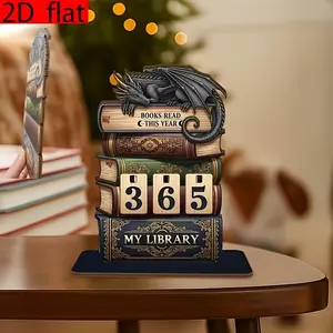 2D DIY Book Reading Tracker, Medieval Dragon Design, Book Counting Tool, Shelf Decor, Interior Decoration Accessories, Gift for Readers, Fantasy Fans, Home Decor Accessory