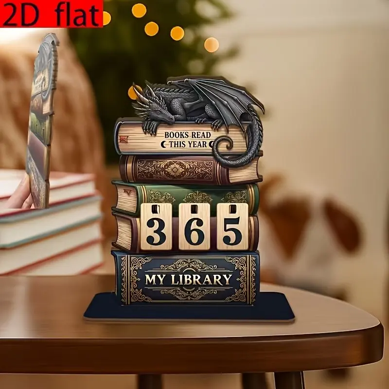 2D DIY Book Reading Tracker, Medieval Dragon Design, Book Counting Tool, Shelf Decor, Interior Decoration Accessories, Gift for Readers, Fantasy Fans, Home Decor Accessory, Decorative Home Ornament, Decorative Ornaments, Home Decor Supplies