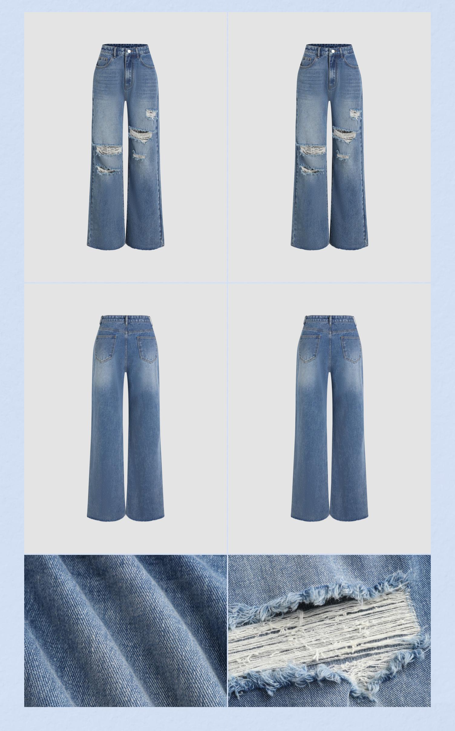 Cider [6 colors, size XXS Petite-XL Petite] Petite High Waist Ripped Straight Leg Jeans