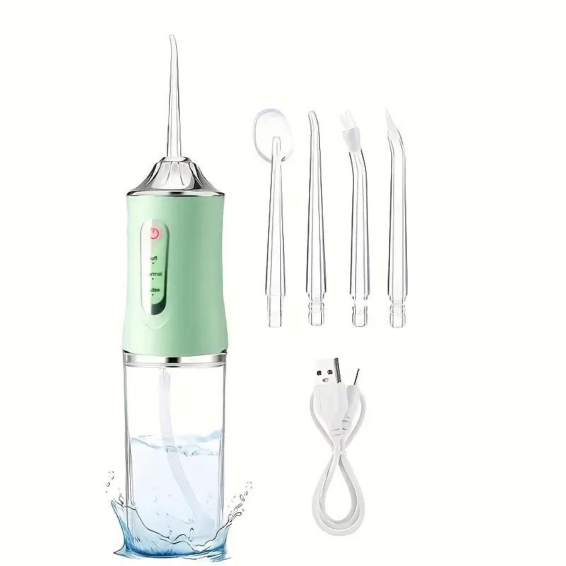 Four different heads, electric water flosser, smart chip precise pressure control 360 degree rotating nozle oral irrigator deep cleaning teeth and gum