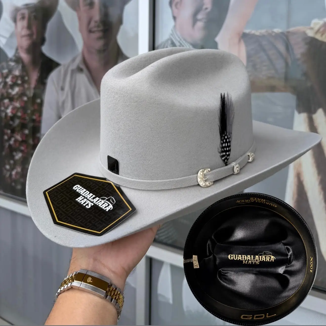100x Marca Guadalajara Hats Tejana (Mist Grey)