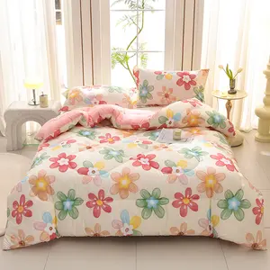 Thick Snowflake Fleece Quilted Printed Blanket, Soft High-End Bedding, Floral Simple Design, Multi-Functional Home Decor