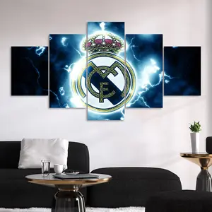 Real Madrid Logo Pattern Canvas Unframed Painting, 5 Counts/set Artistic Modern Football Club Logo Decorative Wall Art, Wall Art Decor for Home Living Room Bedroom Office, Ornaments