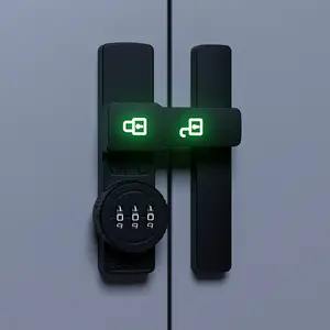 Password Door Lock, 180 Degree Sliding Door Lock with 3-digit Combination Lock, Gate Garage Shed Window Lock Bolt, No Key Bathroom Bedroom Cabinet Lock, Luminous Sign, No Key Required, Sliding Feature