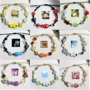 [NEW] Handmade Evil Eye Fish Bracelet – Wax Cord Bracelet with Ceramic Fish Charm