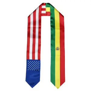 Bolivia Flag Graduation Stole, Sash, Bolivian American, Scarf, Gift, Students, High Quality, High School, College, Scarves, Adults, Men and Women, Satin