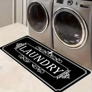 LAUNDRY Letter Pattern Soft Non-Slip Floor Mat - Durable, Washable for Living Room & Kitchen