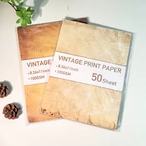 50 Sheets A4 Vintage Print Paper, Office Use, Greeting Cards, DIY Crafts, Holiday Stationery, Smooth Durable Writing Paper