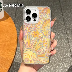 Girly Magnetic Case for iPhone11/12/13/14/15/16/17/promax, Yellow religious pattern MagSafe Ready, Slim Fit, Drop-Proof | Perfect for Soft Girl Aesthetic