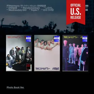 P1Harmony – UNIQUE (9th Mini Album) [Photobook Ver.] [POP-UP Exclusive] | Official K-Pop CD-R Album | A/B/C Cover Versions | 88p Photobook + 5 Card Pulls + HERO MISSING Card | “HERO MISSING” Title Track