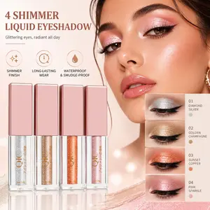 QIC 4-piece liquid eyeshadow set, eyeshadow highlighter for under-eye brightening, waterproof long-lasting liquid eyeshadow, one-swipe makeup for lazy makeup users, suitable for daily gatherings, parties, and birthday looks