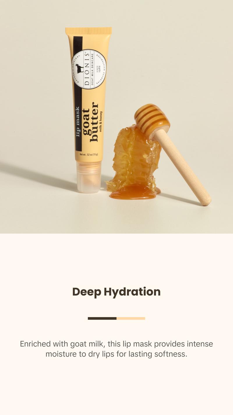 Dionis Goat Milk Skincare Milk & Honey Goat Butter Lip Mask for Deep Hydration with Sheer Tint