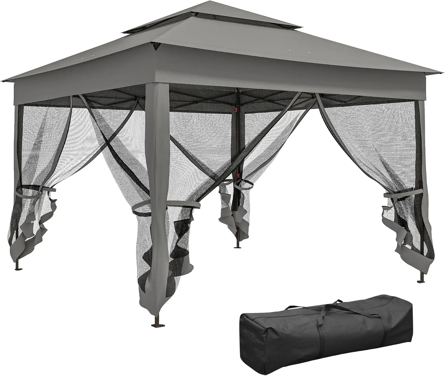 11x11 Pop Up Canopy Tent with Mosquito Netting, Instant Setup Outdoor Gazebo, 114 Sq Ft Screen House Shelter with Carry Bag, Double Roof, Bug-Free Backyard Party Tent for Garden Events
