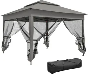 11x11 Pop Up Canopy Tent with Mosquito Netting, Instant Setup Outdoor Gazebo, 114 Sq Ft Screen House Shelter with Carry Bag, Double Roof, Bug-Free Backyard Party Tent for Garden Events