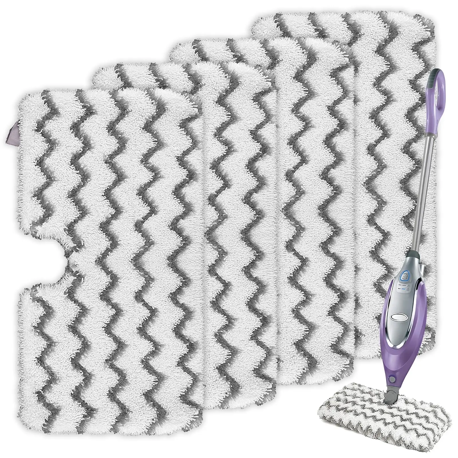 Steam Mop Pads 4-Pack Scrub & Microfiber - For Shark S3500 Deep Clean Refills, Reusable Machine Washable Durable Floor Cleaning System