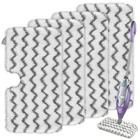 4-Pack Microfiber Mop Replacement Heads - Cleaning Mops Refills with Heavy-Duty Scrub Strips, Deep Clean System, Stain-Resistant, Machine-Washable for Hard Floor Steam Cleaners