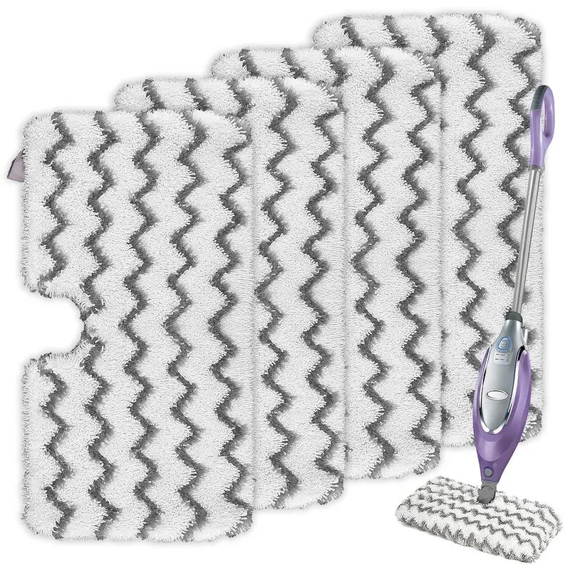 4-Pack Microfiber Mop Replacement Heads - Cleaning Mops Refills with Heavy-Duty Scrub Strips, Deep Clean System, Stain-Resistant, Machine-Washable for Hard Floor Steam Cleaners