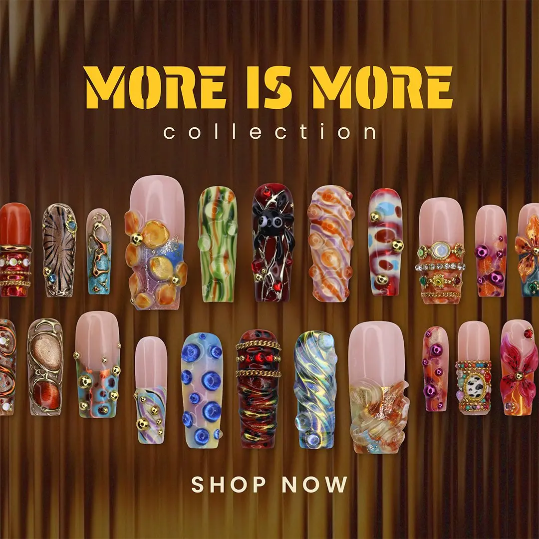 Lilynailsart | MAXIMALIST COLLECTION – Luxury 3D Chrome, Gemstone, Baroque, Ornate Floral & Vintage Gold Nails – Long Square Statement Set