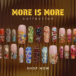 Lilynailsart | MAXIMALIST COLLECTION – Luxury 3D Chrome, Gemstone, Baroque, Ornate Floral & Vintage Gold Nails – Long Square Statement Set