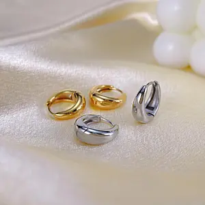 OUFER BODY JEWELRY Women's Stainless Steel Hoop Earrings - 2-Piece Elegant Jewelry Set with Metal Coating, Clean Less-Is-More Style for Daily Wear (Ideal Gift for Girlfriend)