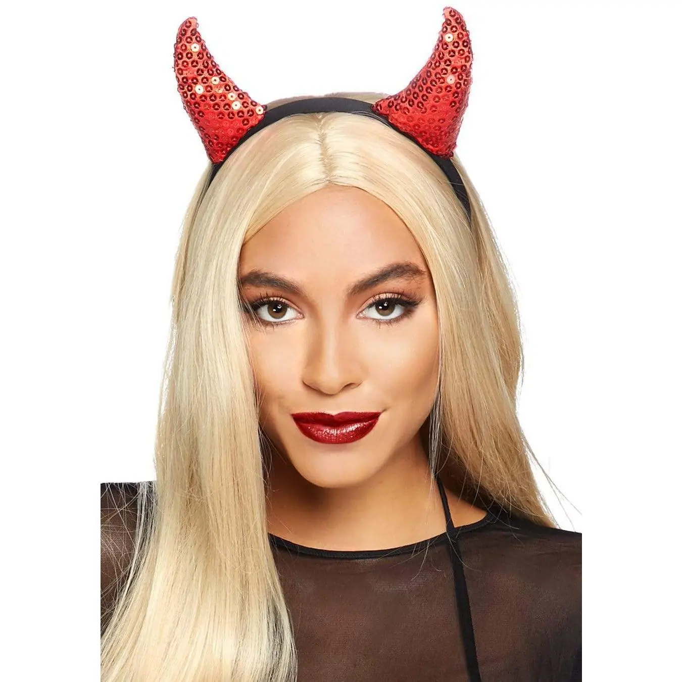 Sequin Devil Horns Flexible Adjustable Headgear Headbands - Devilishly Hot Horned Look Accessories, Bling Hair Fashion Headwear for Costume Events, Flexible Headband, Devilishly Hot Horns, Halloween, Costume Party, One Size