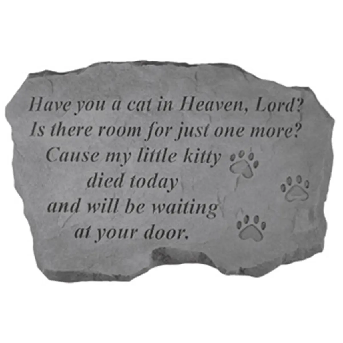 212 MAIN Cast Rough Stone Cat In Heaven Paw Prints Memorial Plaque - 16x10.5in, Weatherproof, Wall Mount, Outdoor Display Furniture Accessory