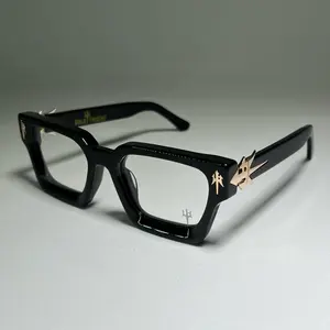 Trident Originals Black Eyeglasses with Black Frame and Gold Accents, Closed Design, Trainer Style