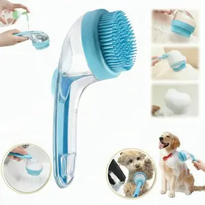 2 in 1 Pet Bath and Grooming Brush is a pet tool with built in shampoo dispenser for easy bathing a soft massage tool for long or short haired dogs
