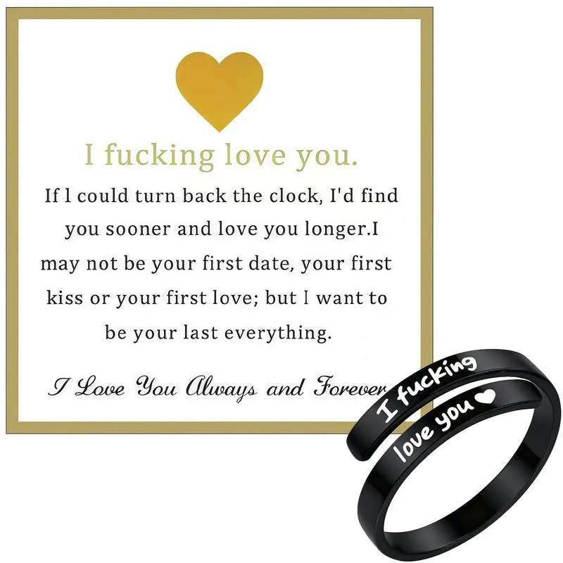 Virelyn B I Fvcking Love You Ring Adjustable Tarnish-Free Hypoallergenic One Size Fits All Daily Reminder Gift for Significant Others