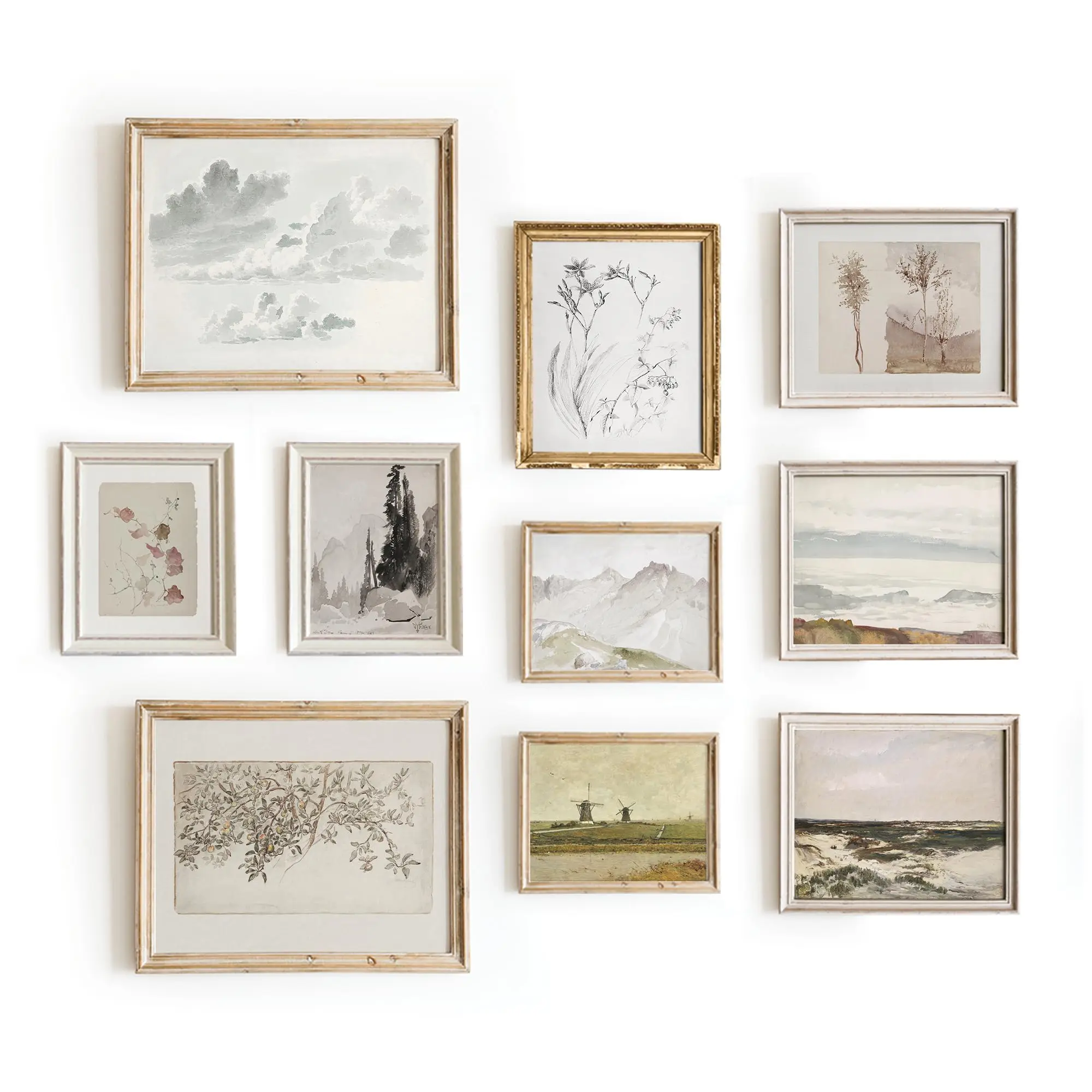 Vintage French Art vPrints - Vintage Farmhouse Decor, Vintage Prints For Wall Decor, Vintage Art Prints, Moody Decor, Country For Kitchen, Large Prints For Wall Decor Set 10 (11x14 UNFRAMED)