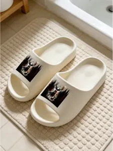 Dark Forest Deer Print Cloud Sandals, Wild Atmosphere Style, Casual Eva Material, Medium Width, All Seasons, Home Slip-Ons