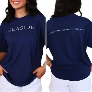 Rainbow Color Seaside Beach Quote Unisex 2 Sides T-Shirt, Casual Coastal Summer Hoodie, Crewneck Sweater, Stylish Apparel Sweatshirt Cotton Fabric Menswear