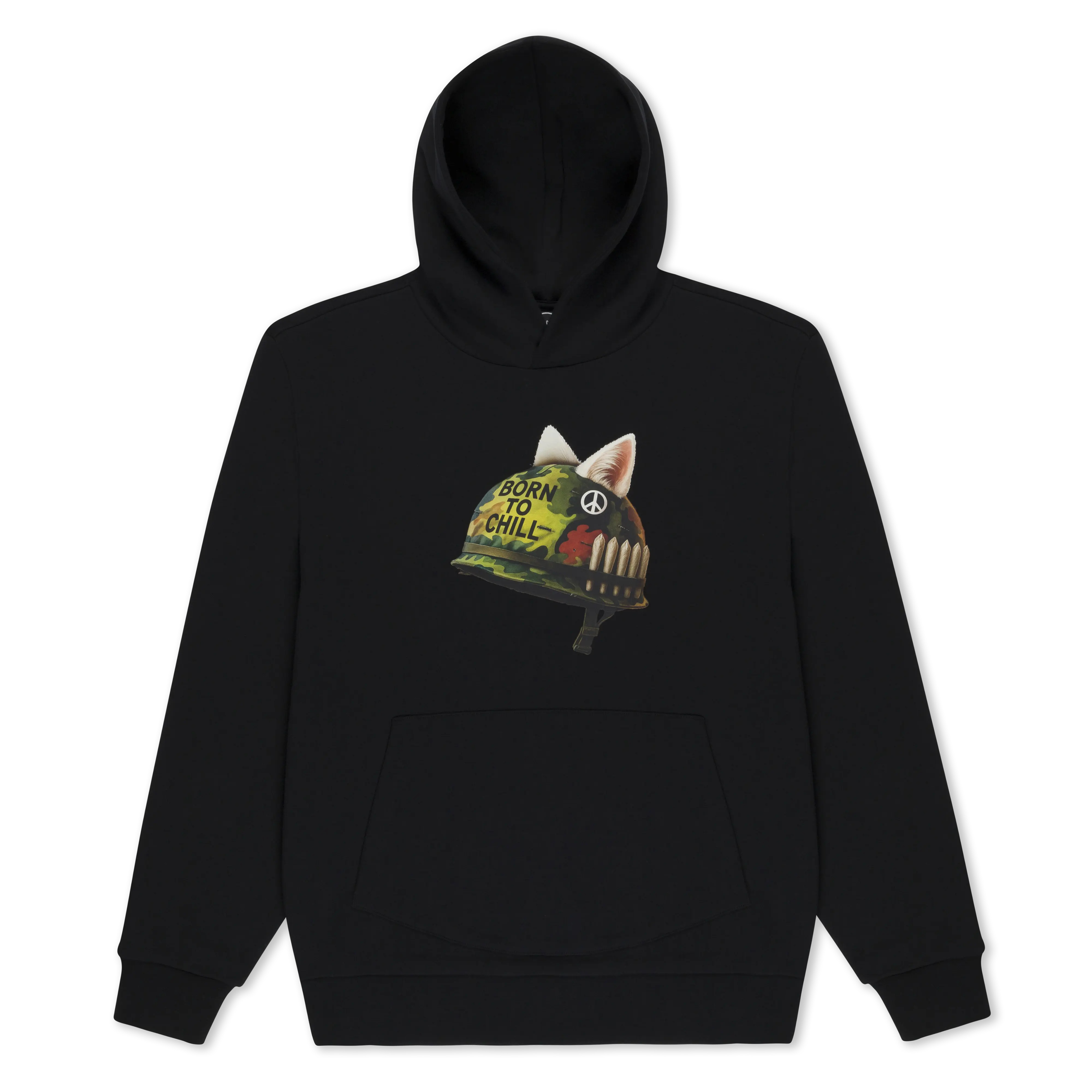 Women's Graphic Hoodie - "Born To Chill" Print, Black, Sweatshirts, Casual, Polyester, Pullover, Clothes, Long Sleeves, Women's Hoodies, Absolute Chill Women's Hoodies