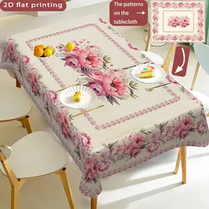 Floral Print Tablecloth, Polyester Fabric, Ideal for Kitchen Dining, Outdoor Activities, Picnics, Garden Parties, Picnic Table Cover