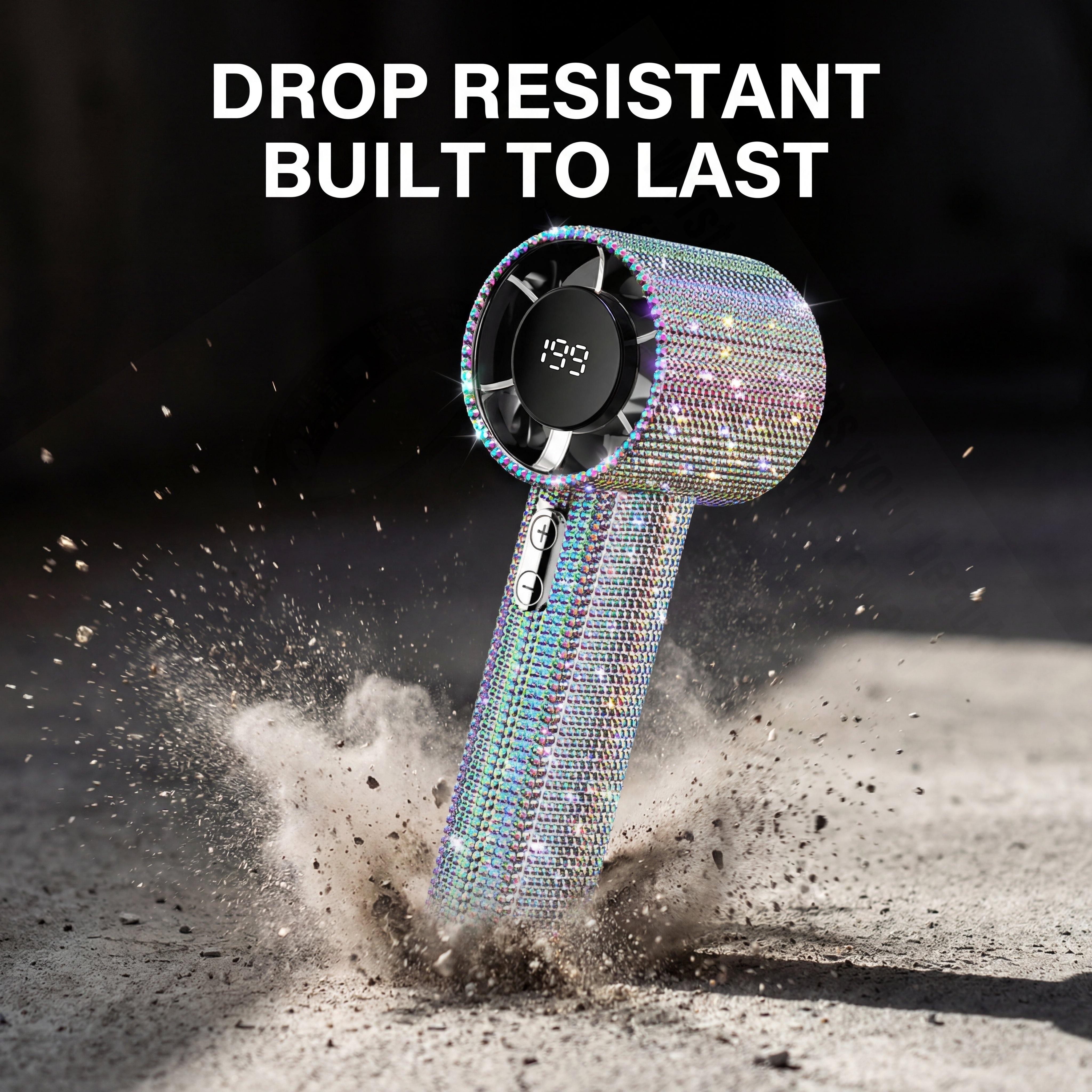 Bling Rhinestone Handheld Fan, Portable USB Rechargeable Mini Fan with Sparkling Diamond Design, Cute Personal Cooling Fan for Women Girls Travel Outdoor Daily Use