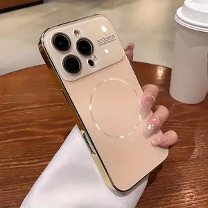 Large Window Compatible with Apple iPhone 17 Pro Max Case, Full Coverage Shockproof Magsafe Magnetic Protective Phone Shell for iPhones 16, 15, 15Pro, 14 - Soft Edge Hard Back Design,Full Coverage Phone Shell, Magnetic Phone Cove White