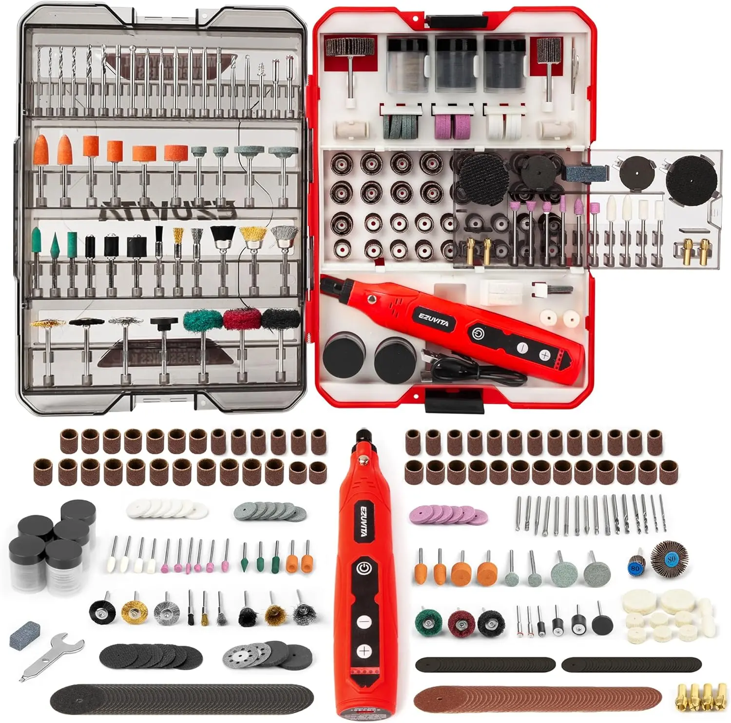 4V Mini Tool Kit with 446PCS Accessories, 5-Speed Memory Function, 2000mAh Battery, Type-C Fast Charging & LED Light, for Sanding, Engraving, Grinding, Case.