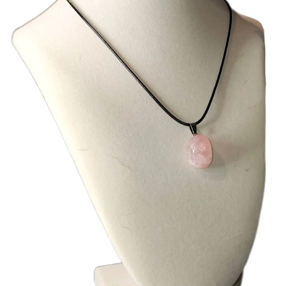 Rose Quartz Healing Crystal Necklace with Soft Pink Pendant for Emotional Balance and Love