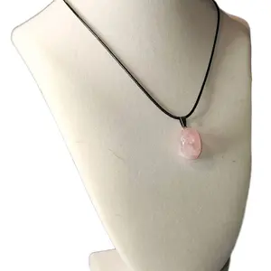 Rose Quartz Healing Crystal Necklace with Soft Pink Pendant for Emotional Balance and Love