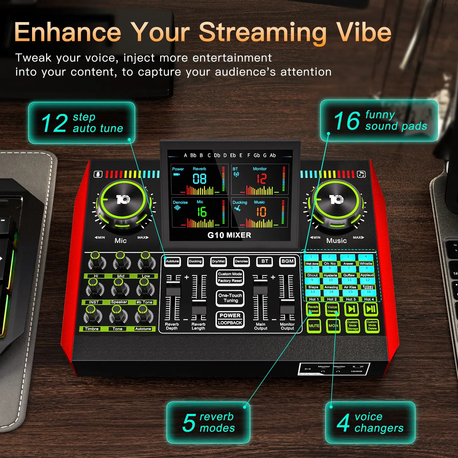 Tenlamp G10 Live Broadcast Sound Card Kit , Professional Chip for