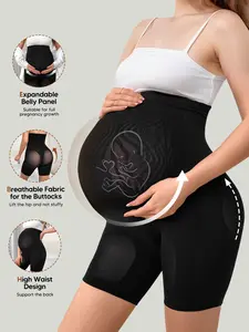 Maternity High Waist Belly Support Shorts, Adjustable Stretch, Lightweight Comfort, Breathable Lift, Non-Irritating, Secure Fit