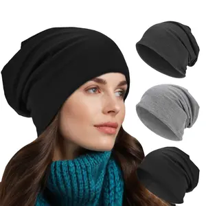 Solid Color Soft Stretch Knit Hat, Unisex Design Winter Beanie Fitted, Sports & Outdoor Hats for Men & Women