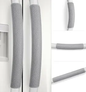 Refrigerator Door Handle Covers, Set of 5, Adjustable Appliance Handle Covers, Keep Your Kitchen Clean, Microwave Oven Stove Dishwasher Handle Protector, Non Slip Fridge Handle Cover (Gray)