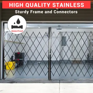 Aluminum Folding Security Gate, Expandable Rolling Scissor Fence with Casters, Heavy-Duty Driveway Barrier, Portable Outdoor Safety Partition for Backyard, Patio & Residential Use
