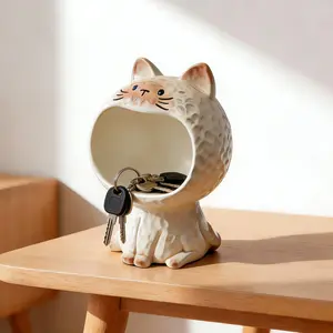 Cute Siamese Cat Design Desktop Decoration, Resin Sculpture Craft, Key Storage Tray, Bookshelf Living Room Office Cabinet Decor